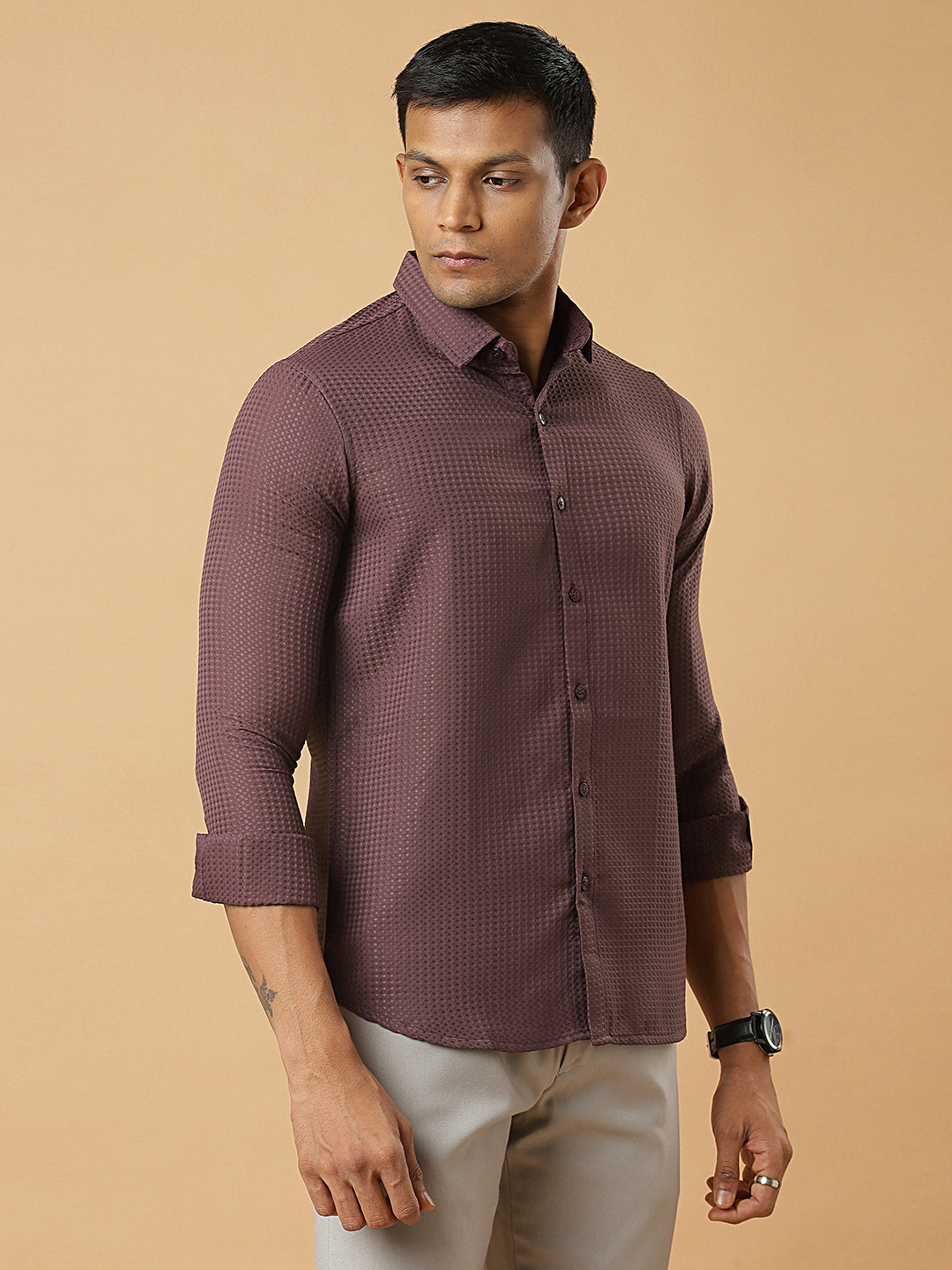 Purple | Classic Waffle Pattern | Waffle Texture Shirt