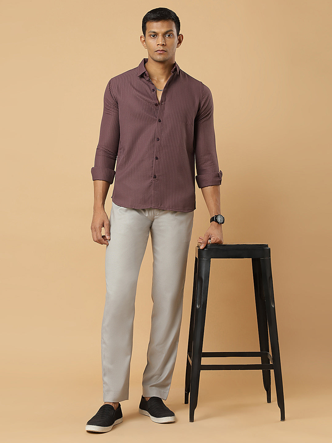 Purple | Classic Waffle Pattern | Waffle Texture Shirt