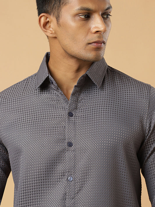 Steel Grey | Classic Waffle Pattern | Waffle Texture Shirt