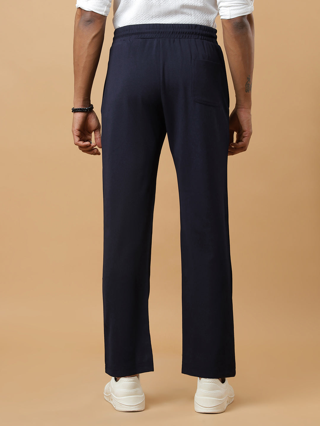 Navy Blue | Stretchable Ribbed Track Pants | Gym & Daily Wear