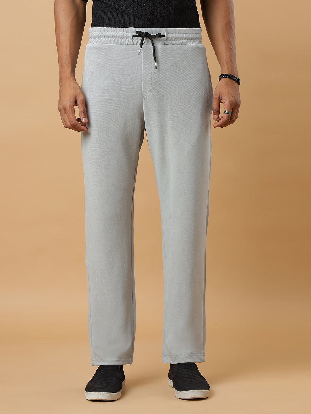 Grey | Stretchable Ribbed Track Pants | Gym & Daily Wear
