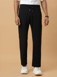 Black | Stretchable Ribbed Track Pants | Gym & Daily Wear
