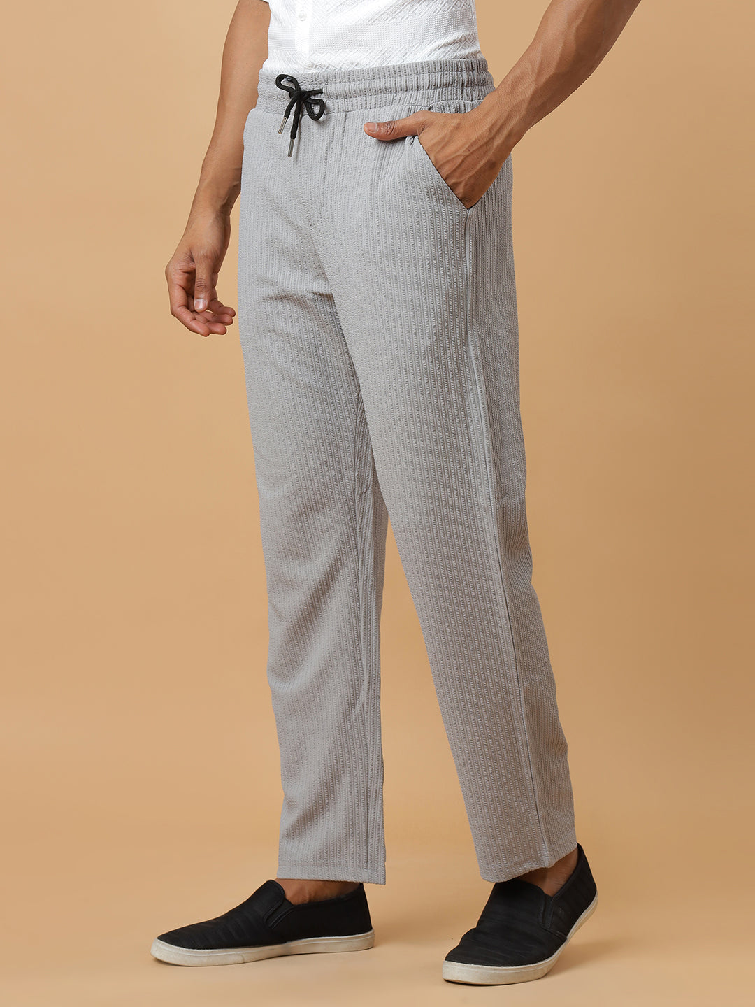 Grey | Relaxed Fit Textured | Breathable & Durable Track Pants