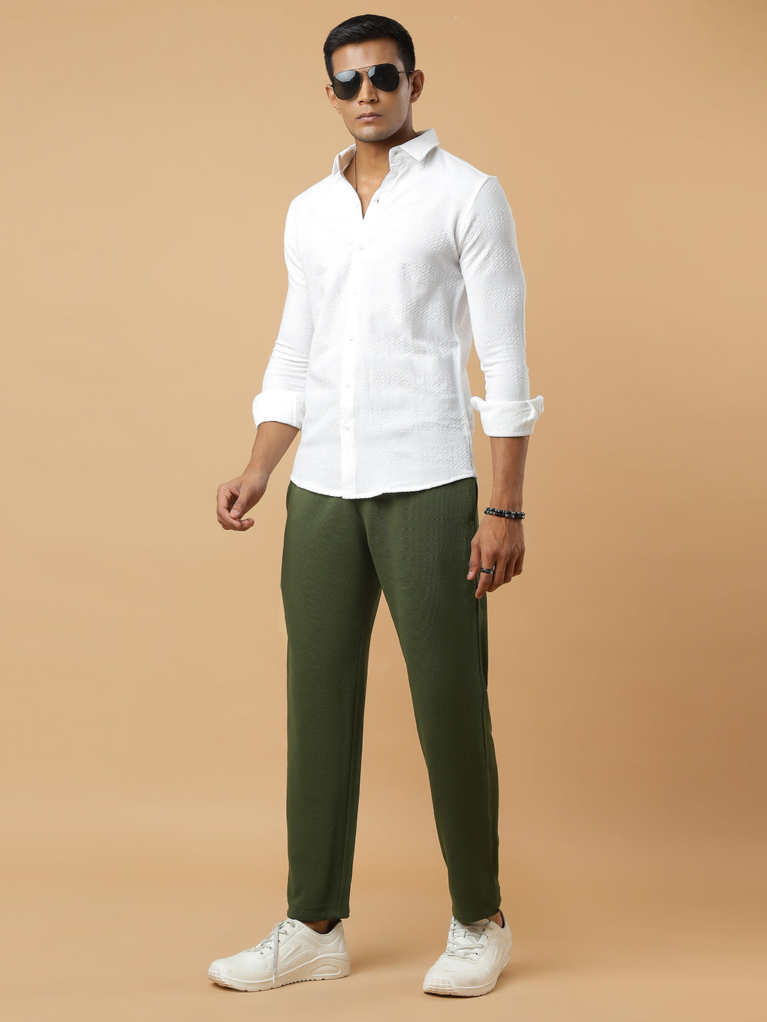 Olive Green | Stretchable Ribbed Track Pants | Gym & Daily Wear