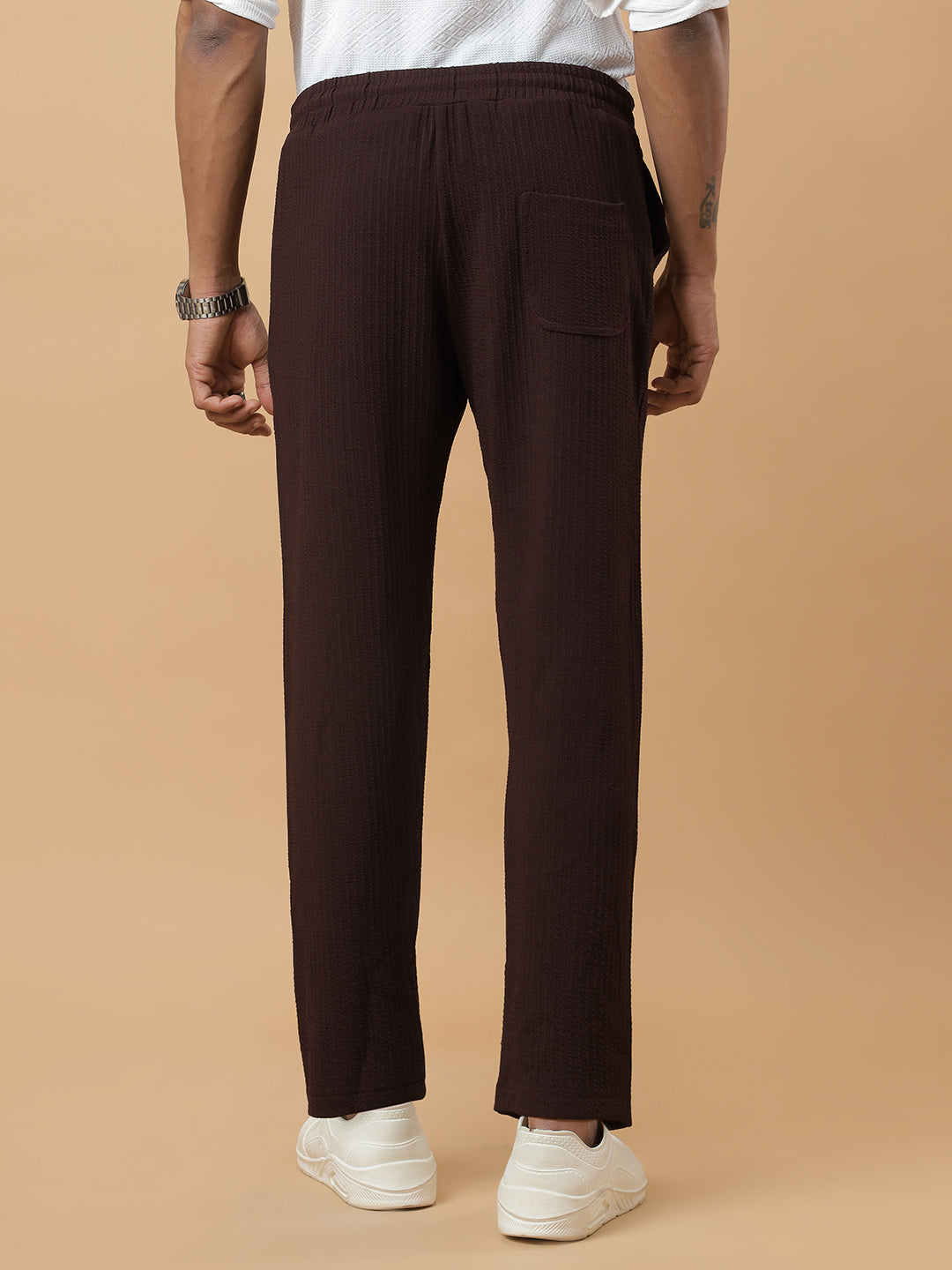 Coffee | Relaxed Fit Textured | Breathable & Durable Track Pants