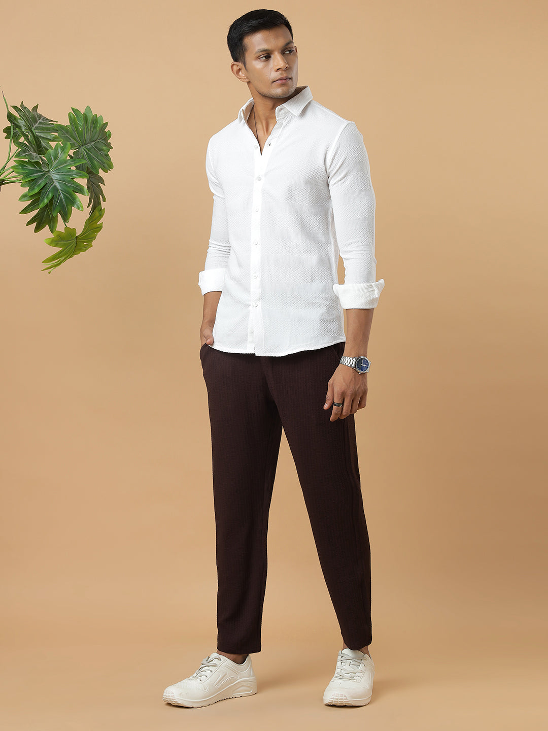 Coffee | Relaxed Fit Textured | Breathable & Durable Track Pants