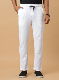 White | Relaxed Fit Textured | Breathable & Durable Track Pants