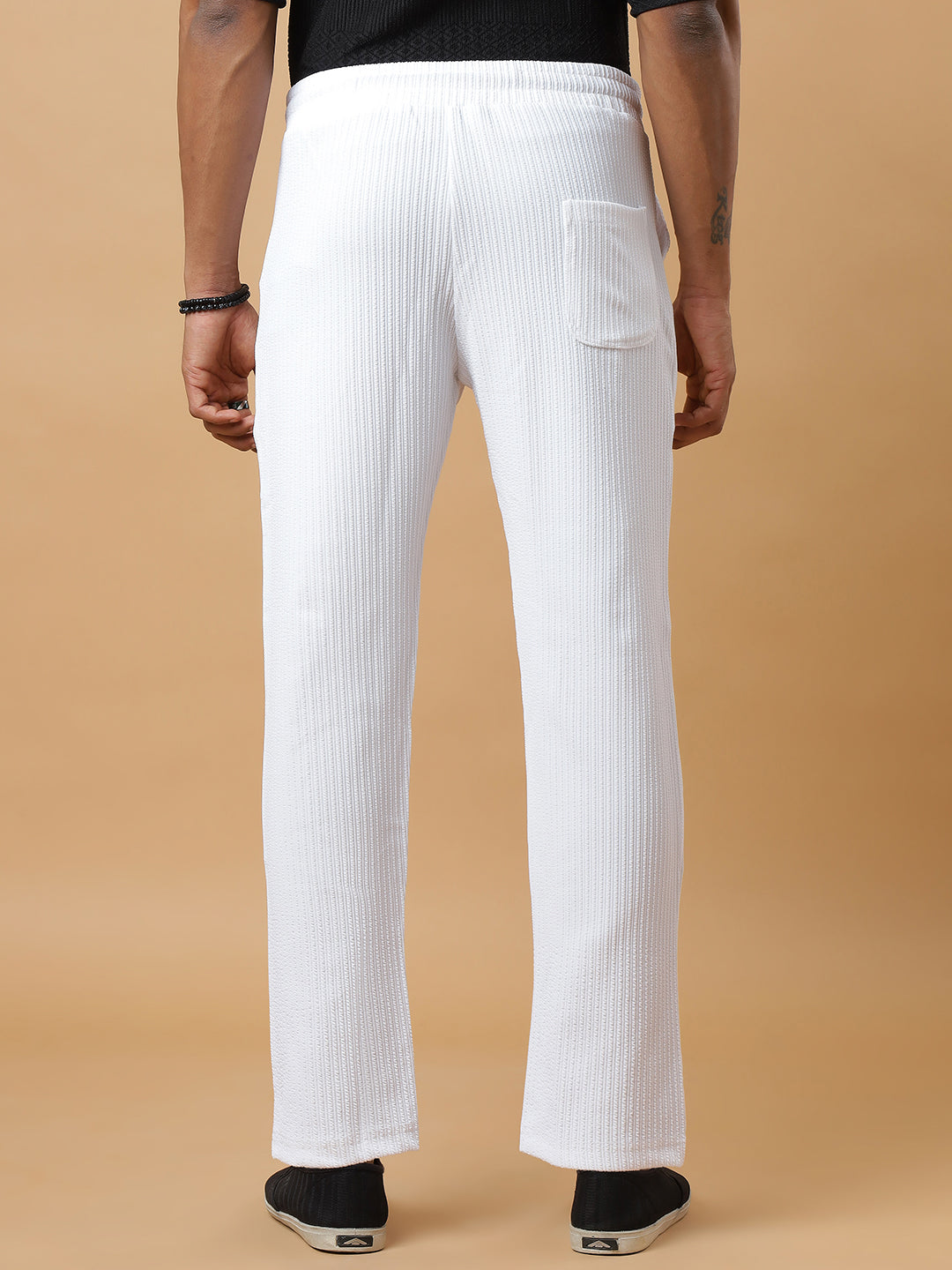 White | Relaxed Fit Textured | Breathable & Durable Track Pants