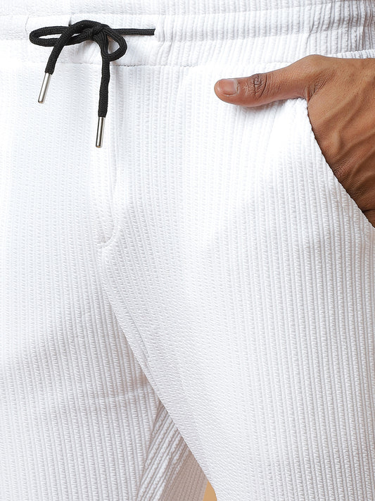White | Relaxed Fit Textured | Breathable & Durable Track Pants