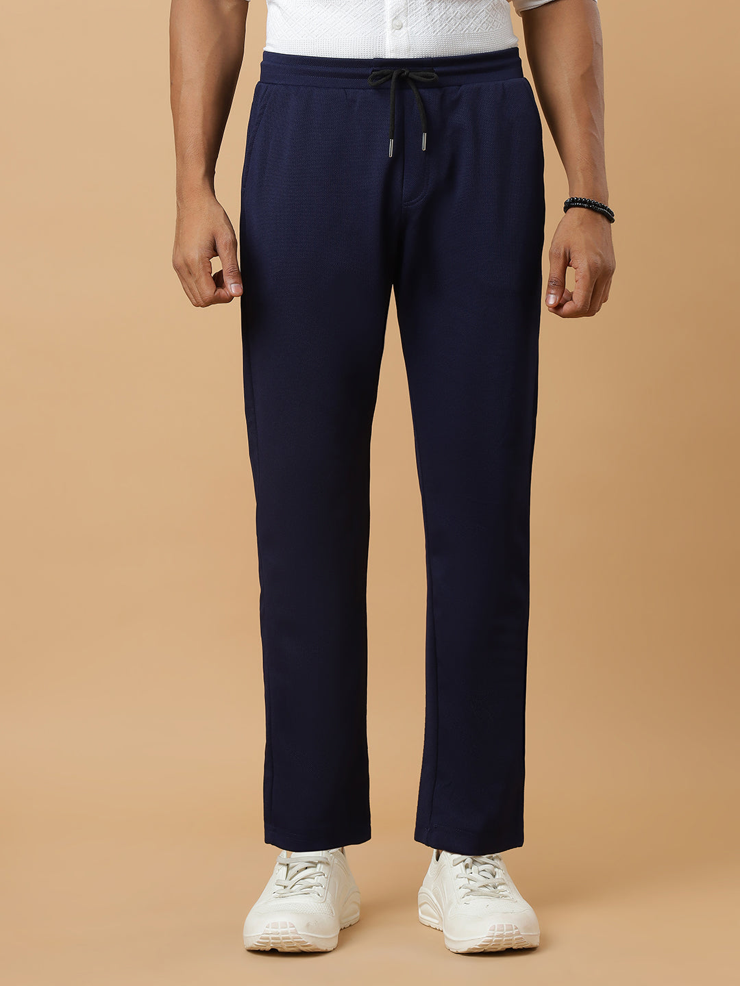 Navy Blue | Straight-Leg Essential Textured | Track Pants