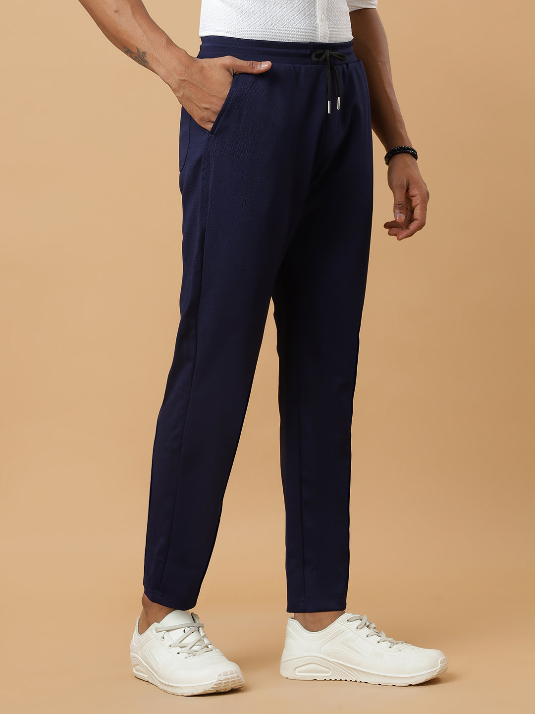 Navy Blue | Straight-Leg Essential Textured | Track Pants