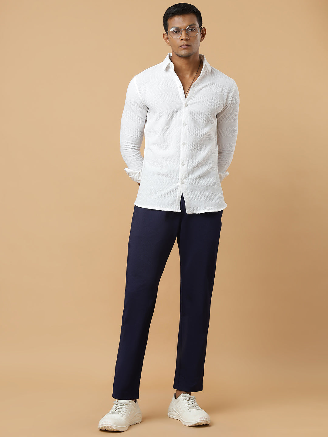 Navy Blue | Straight-Leg Essential Textured | Track Pants