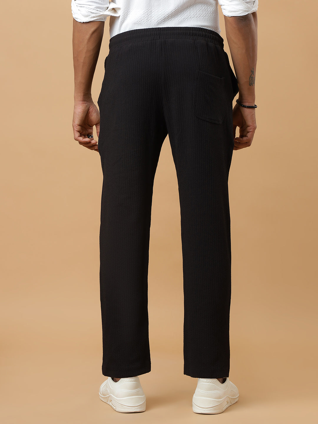 Black | Relaxed Fit Textured | Breathable & Durable Track Pants