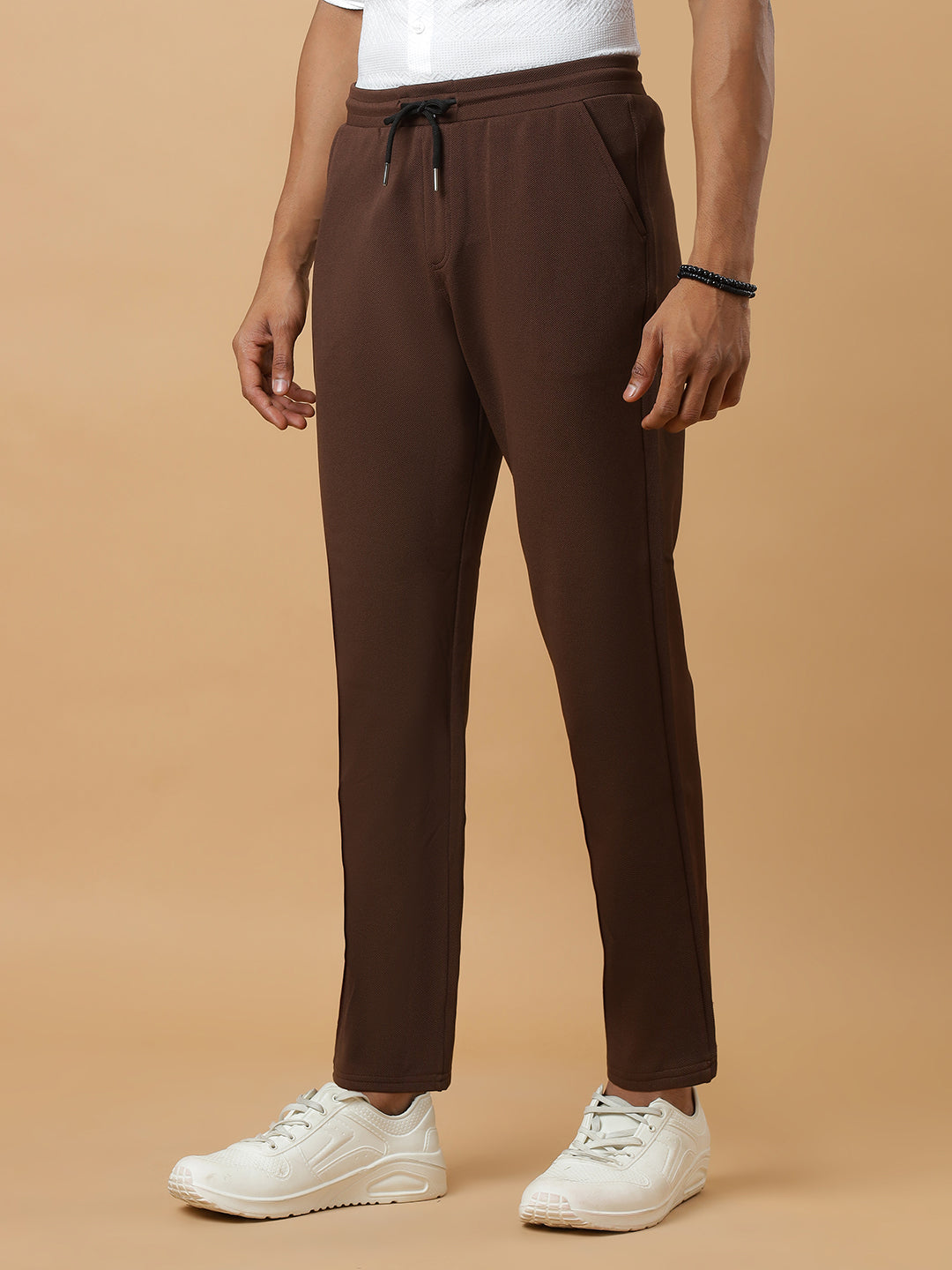 Brown | Straight-Leg Essential Textured | Track Pants