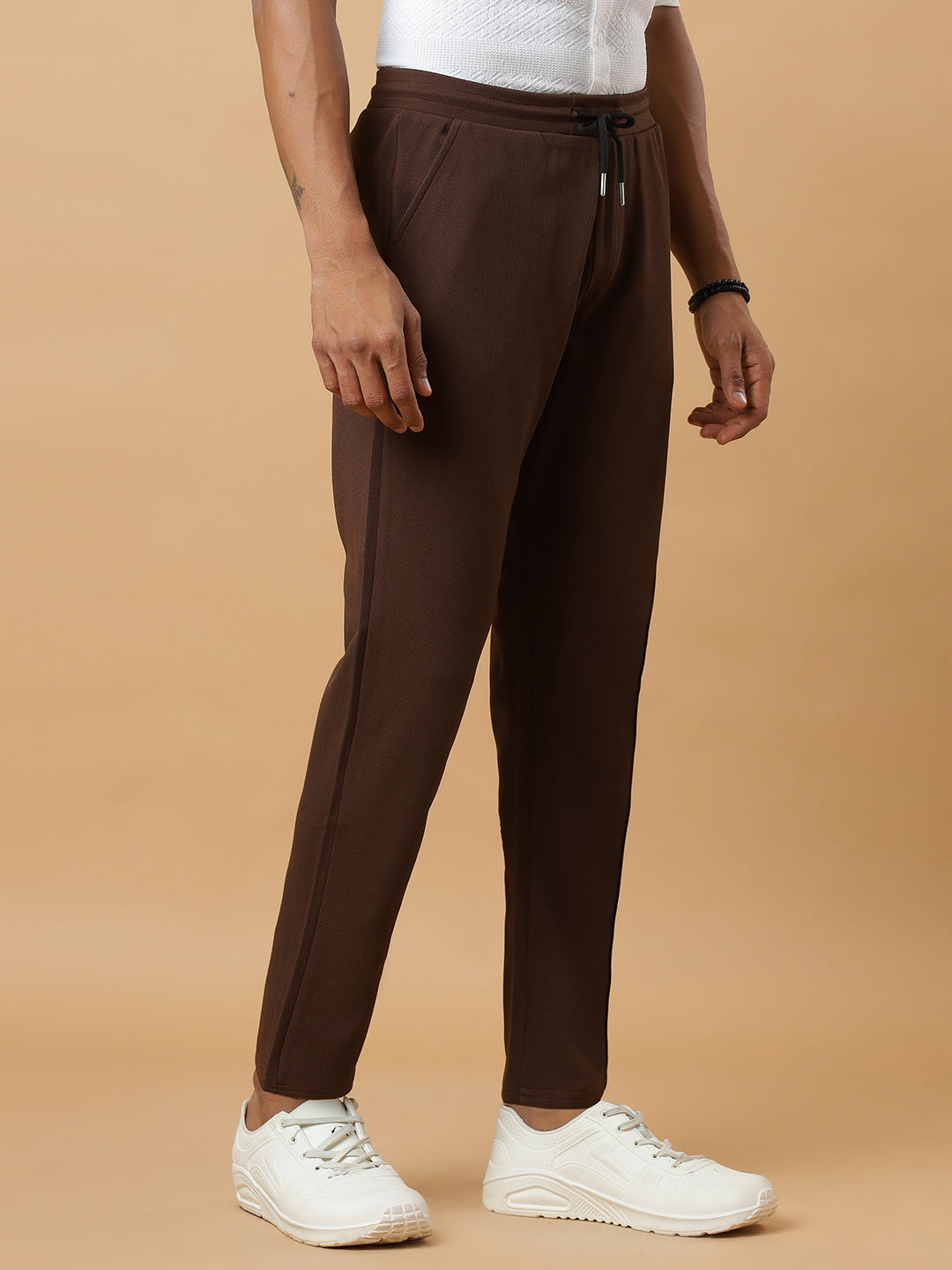 Brown | Straight-Leg Essential Textured | Track Pants