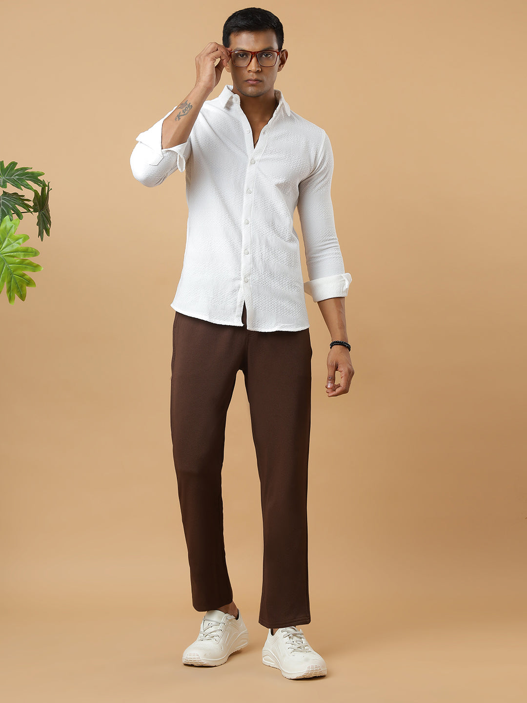 Brown | Straight-Leg Essential Textured | Track Pants