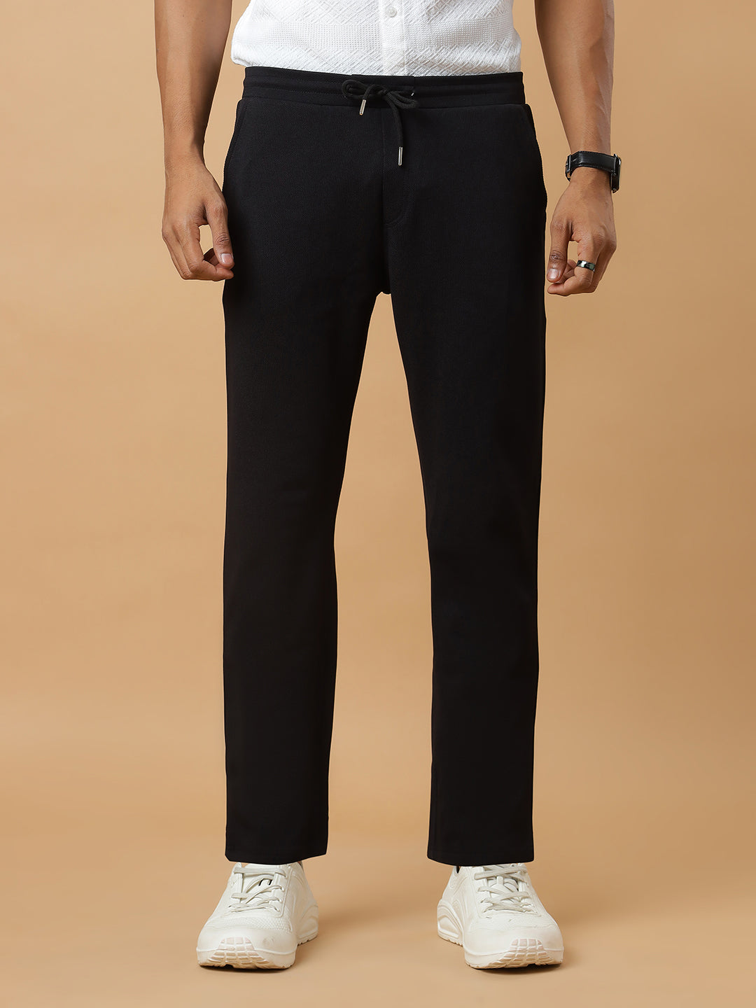 Black | Straight-Leg Essential Textured | Track Pants