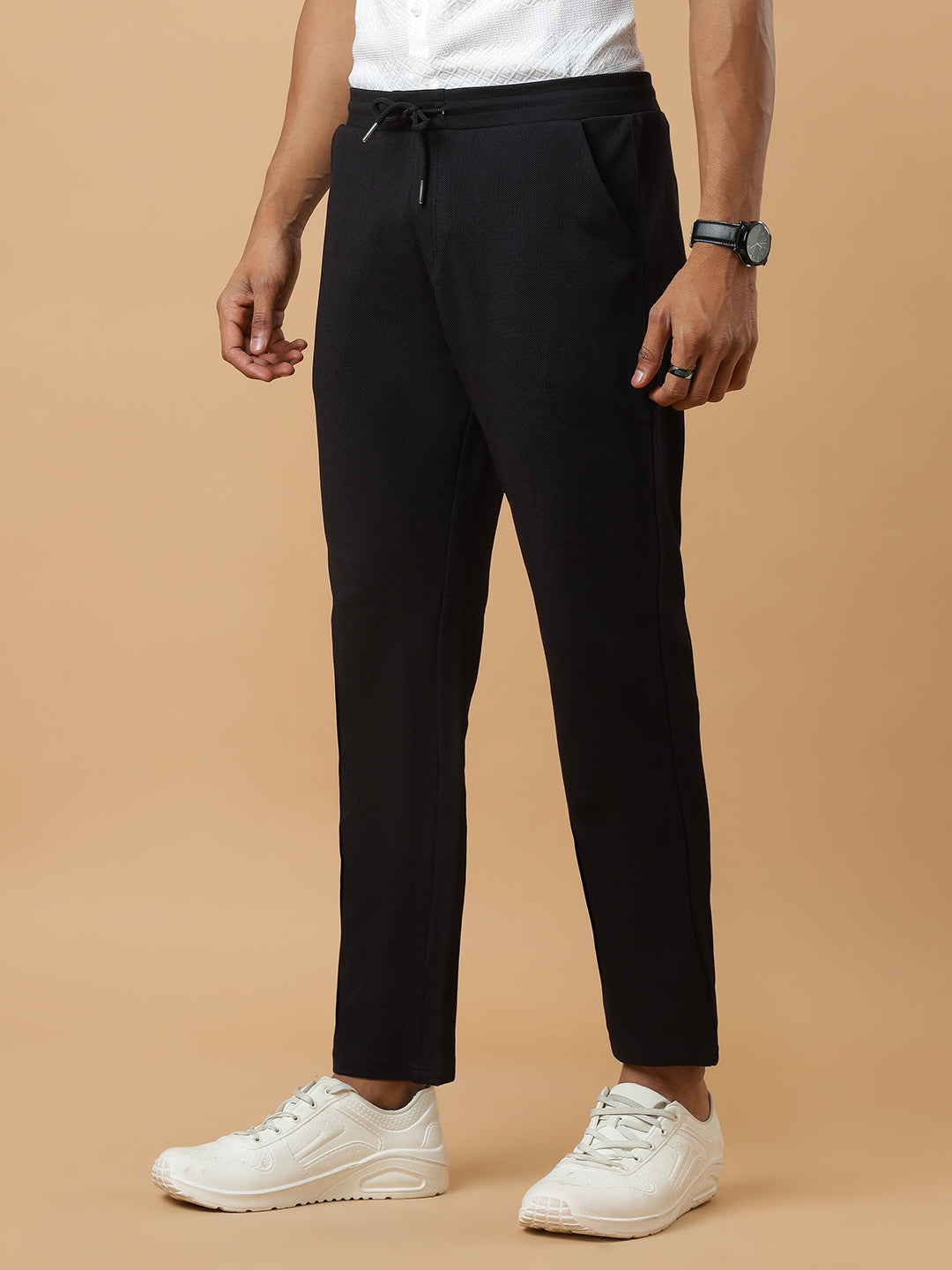 Black | Straight-Leg Essential Textured | Track Pants
