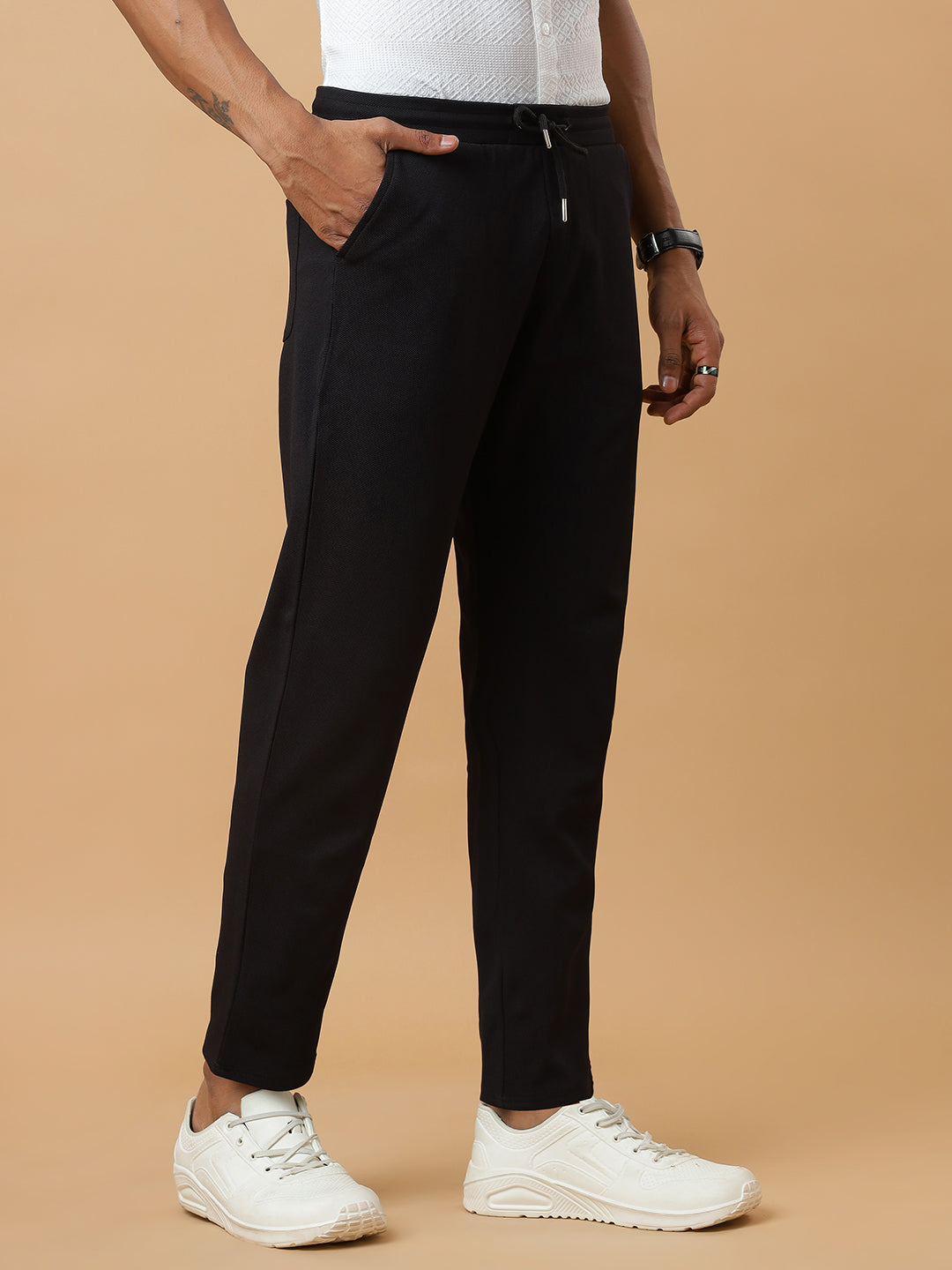 Black | Straight-Leg Essential Textured | Track Pants