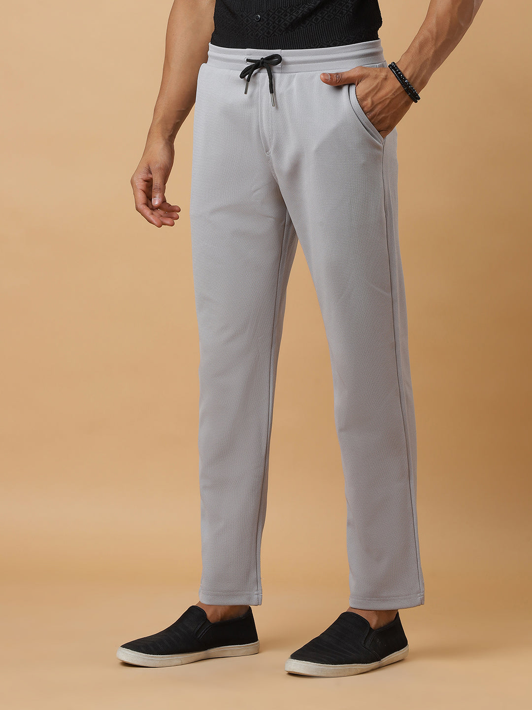 Grey | Straight-Leg Essential Textured | Track Pants