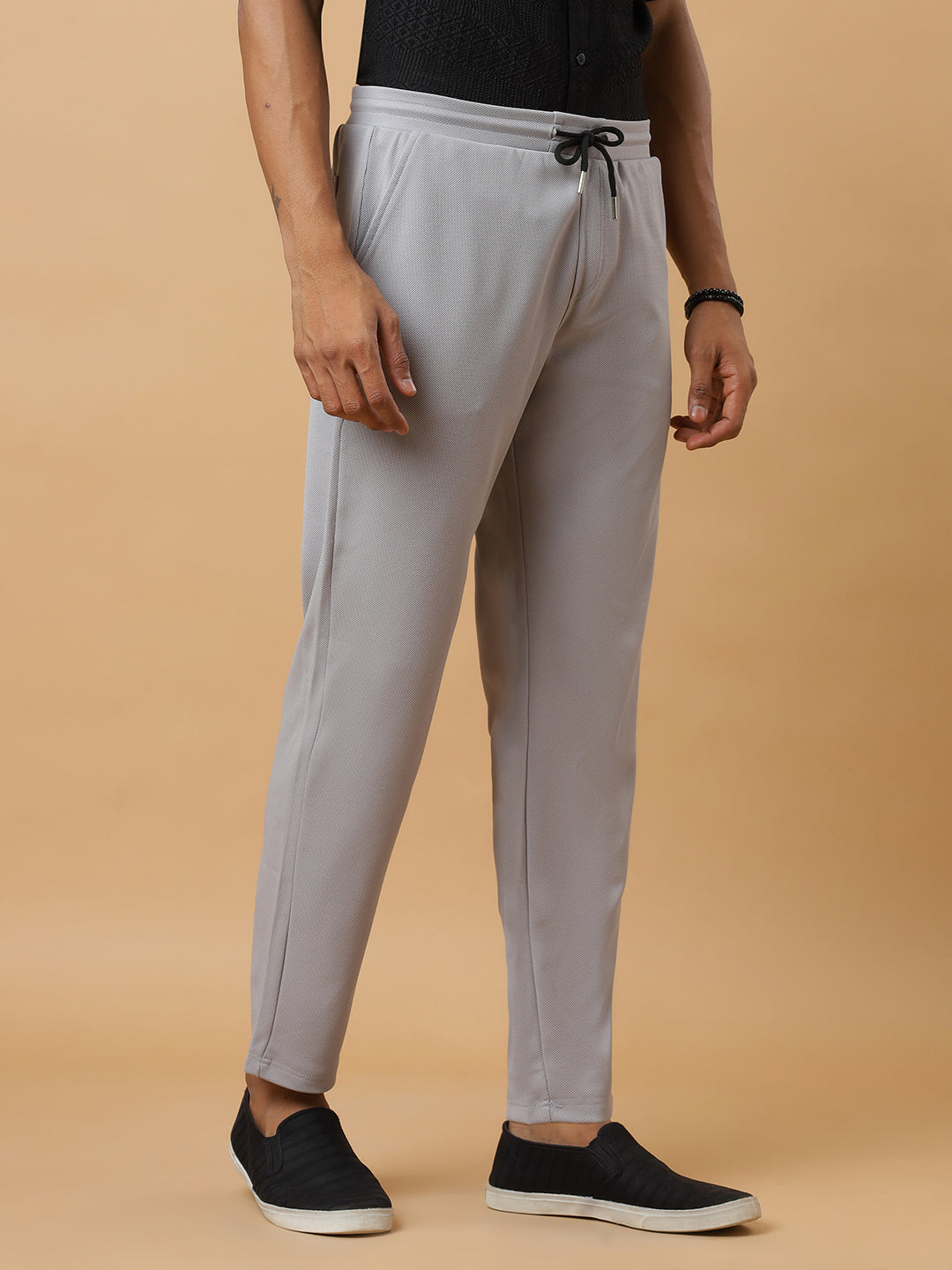Grey | Straight-Leg Essential Textured | Track Pants