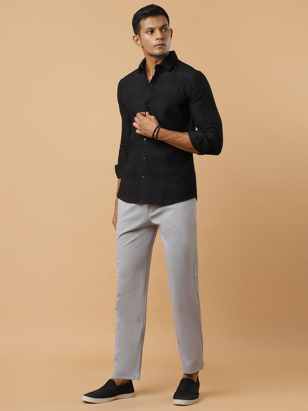 Grey | Straight-Leg Essential Textured | Track Pants