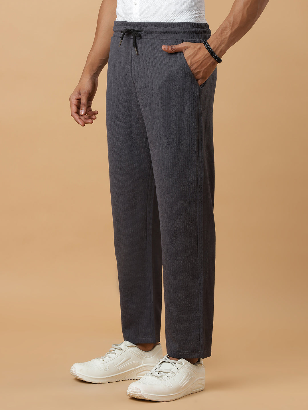 Dark Grey | Relaxed Fit Textured | Breathable & Durable Track Pants