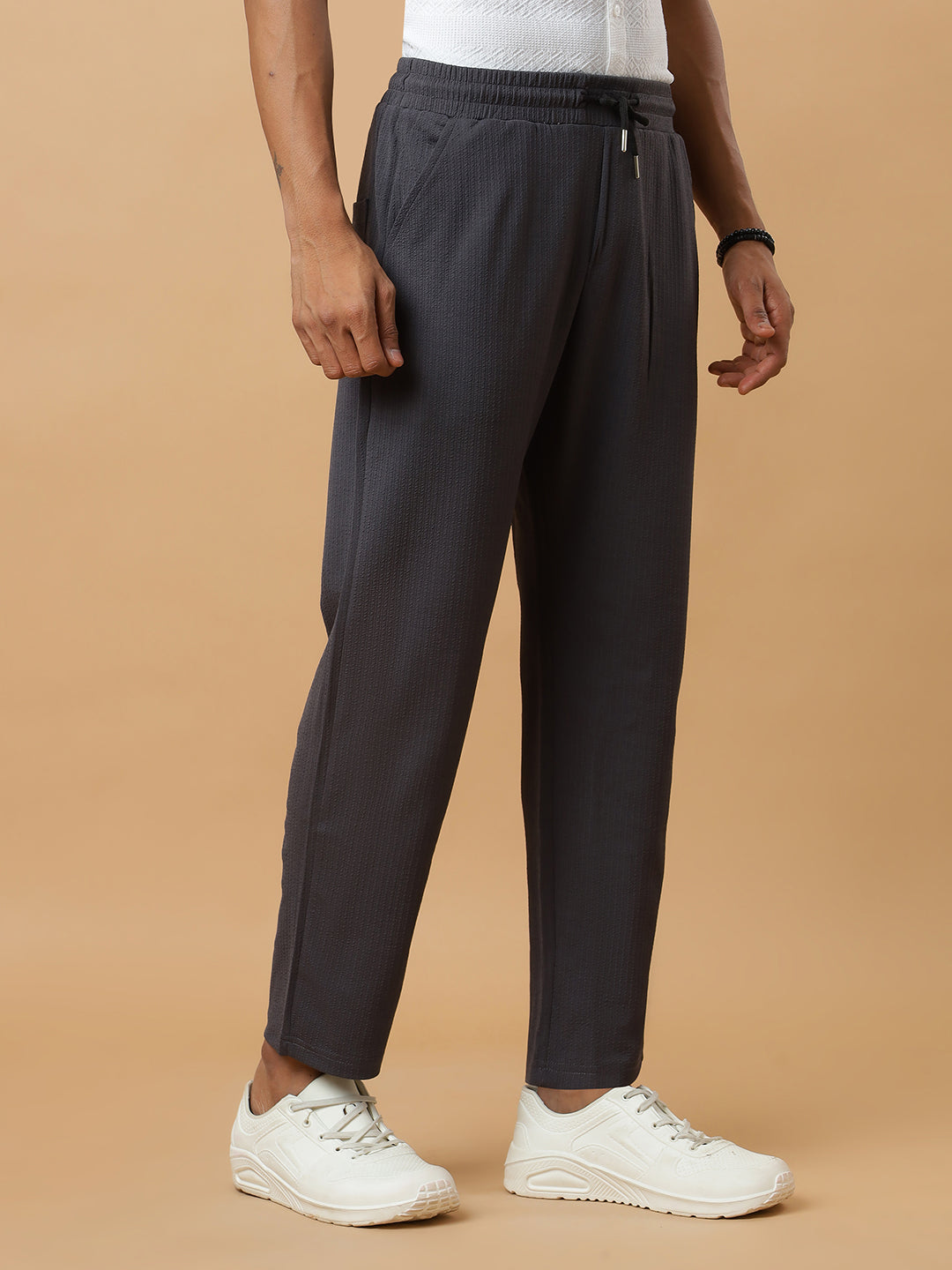 Dark Grey | Relaxed Fit Textured | Breathable & Durable Track Pants