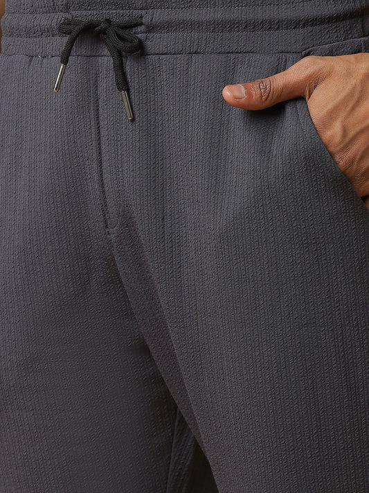 Dark Grey | Relaxed Fit Textured | Breathable & Durable Track Pants