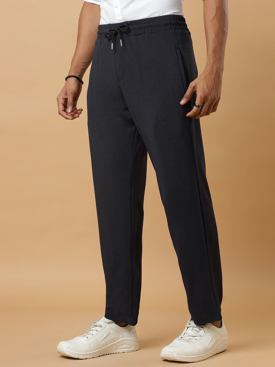Dark Grey | Stretchable Ribbed Track Pants | Gym & Daily Wear
