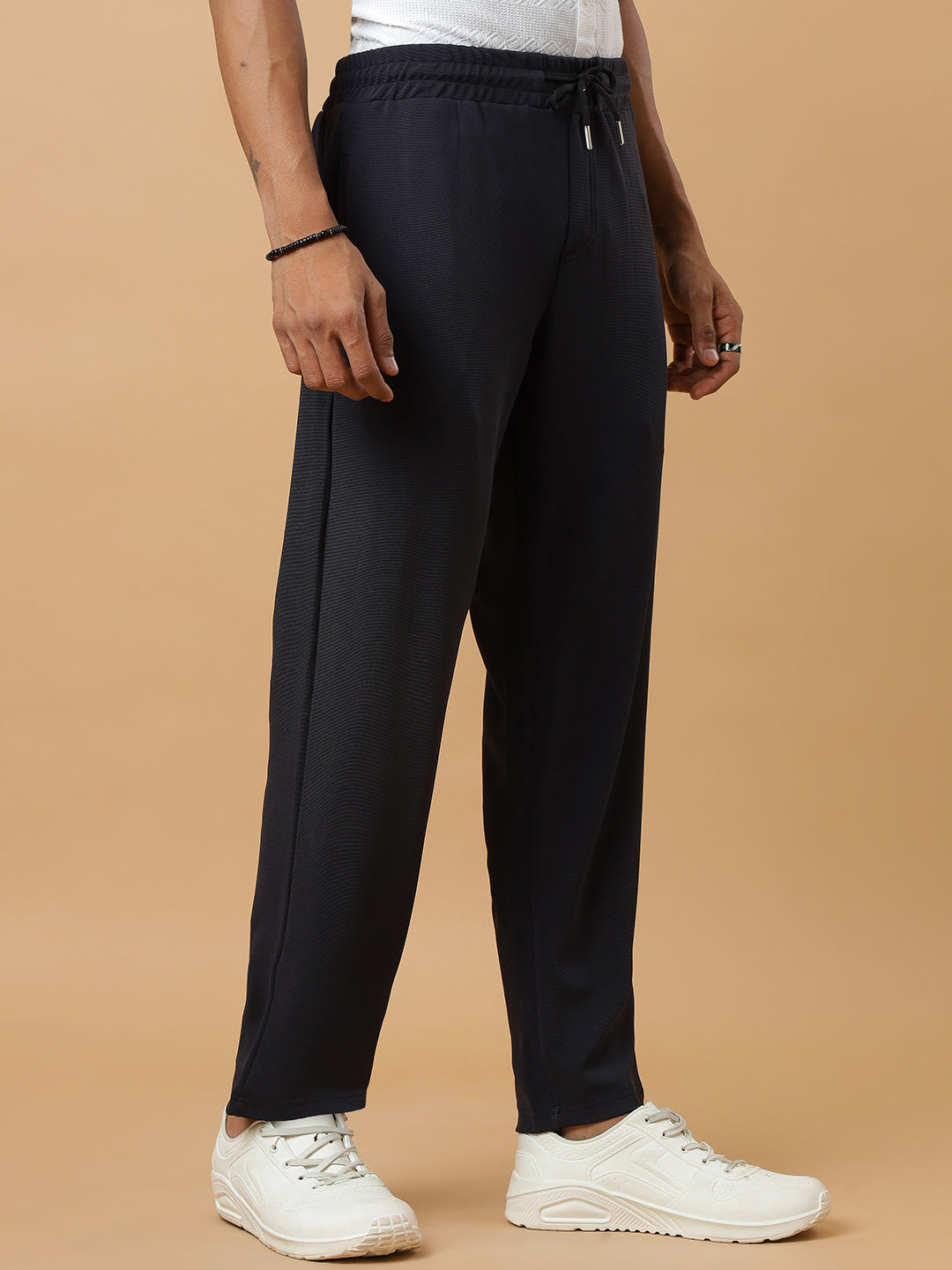 Dark Grey | Stretchable Ribbed Track Pants | Gym & Daily Wear