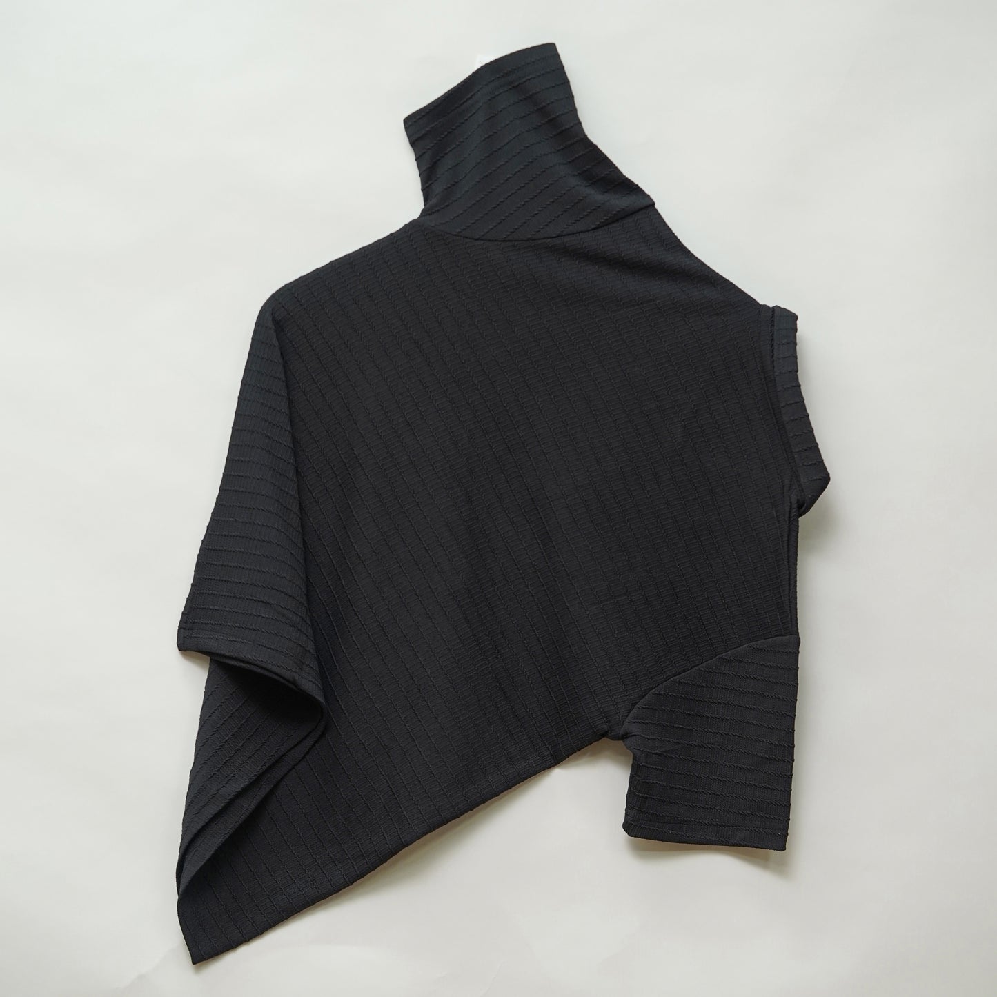 Black | Box Waffle Knit | Polo Zipper T-Shirt