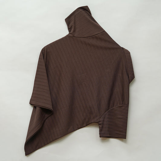 Coffee | Ottoman Rib Textured | Polo Zipper T-Shirt