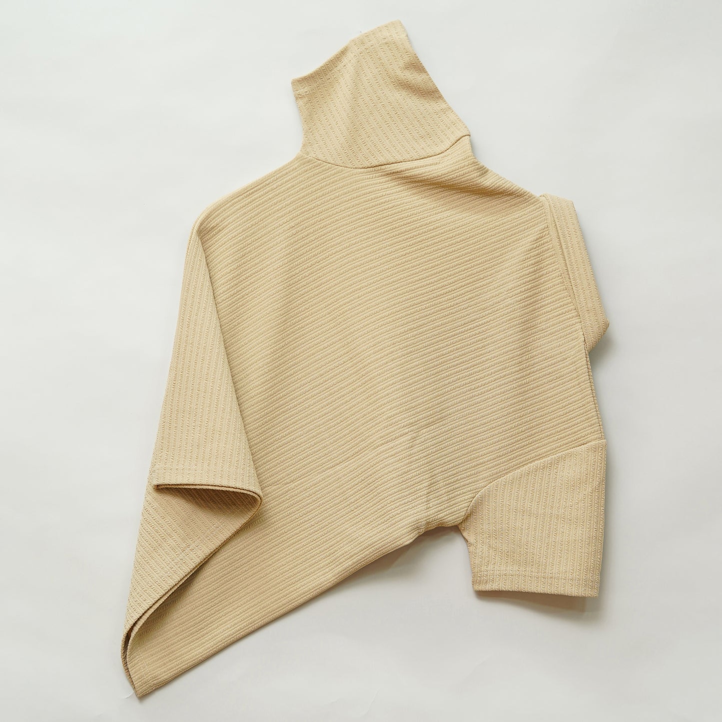 Cream | Pique Textured | Polo Zipper T-Shirt