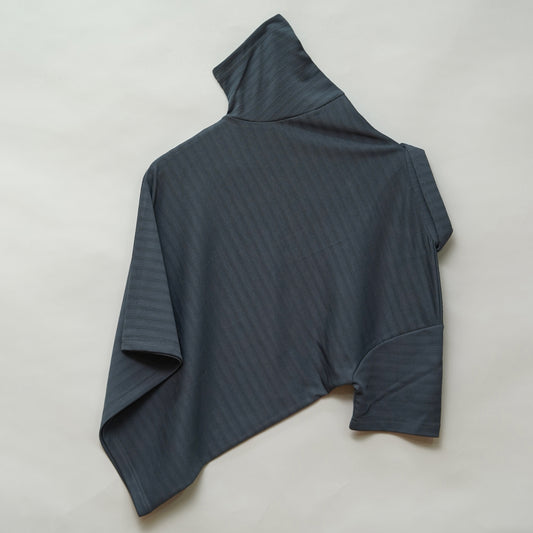 Dark Grey | Ottoman Rib Textured | Polo Zipper T-Shirt