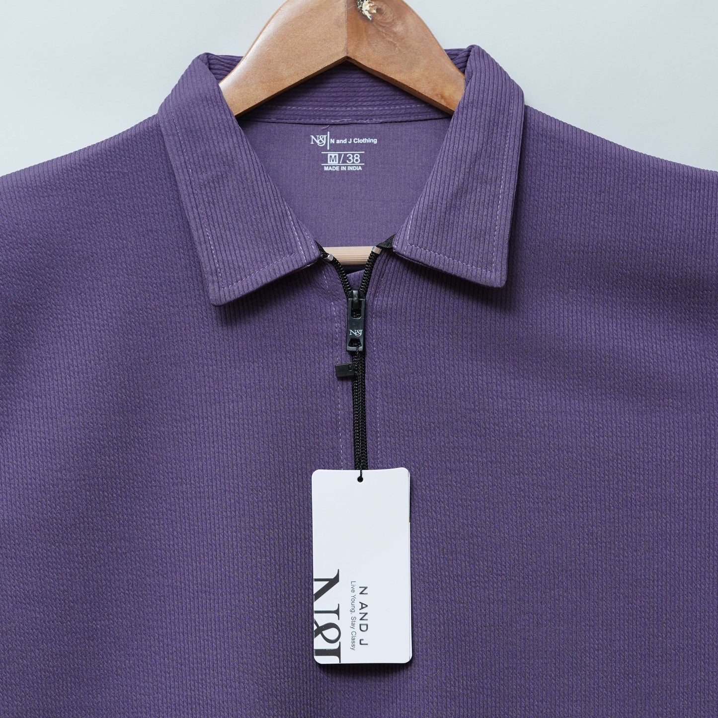 Dark Wine Zipper Polo T Shirt