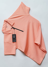 Peach Zipper Polo T Shirt