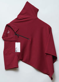 Maroon Zipper Polo T Shirt
