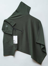 Green Zipper Polo T Shirt