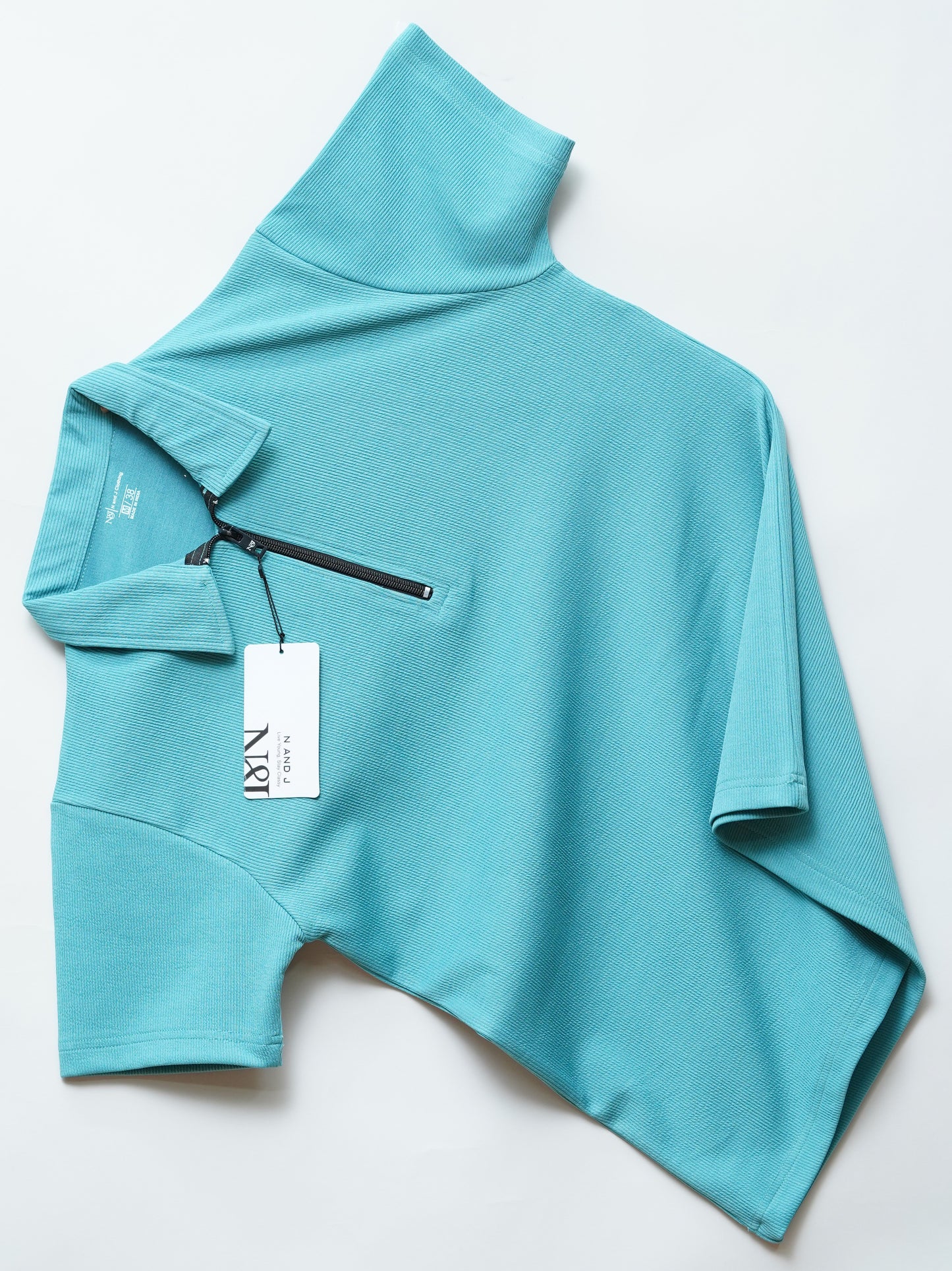 Teal Zipper Polo T Shirt