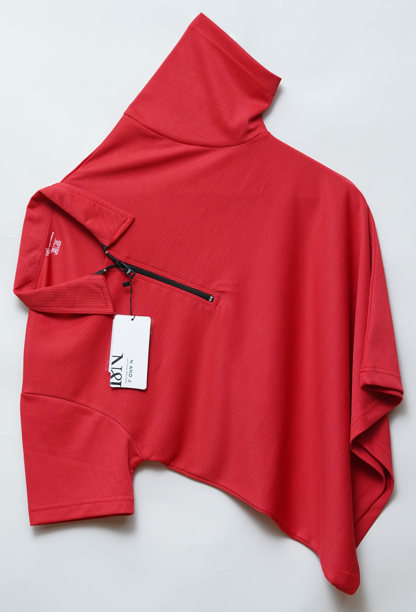 Red Zipper Polo T Shirt