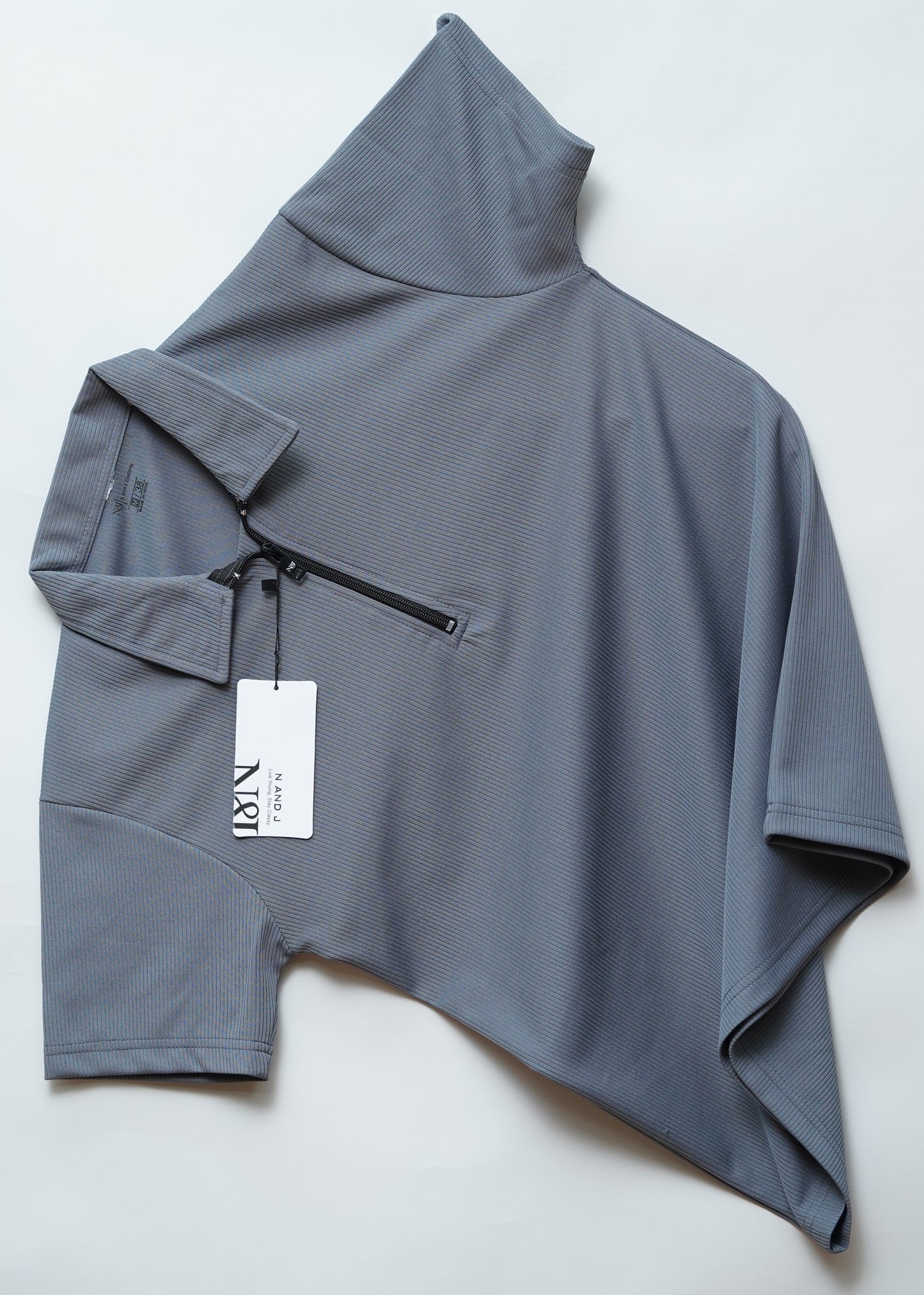 Dark Grey Zipper Polo T Shirt