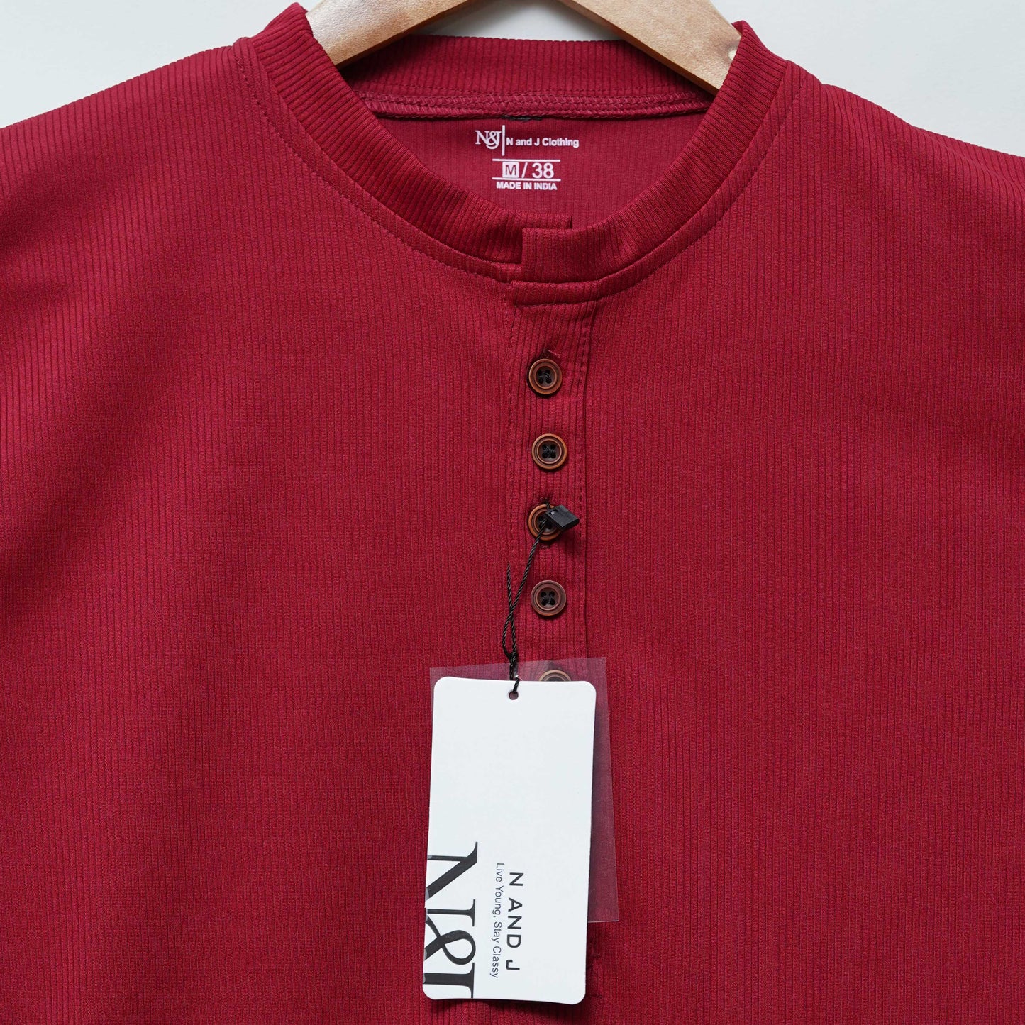 Maroon | Premium Henley Neck | Polo T-Shirt