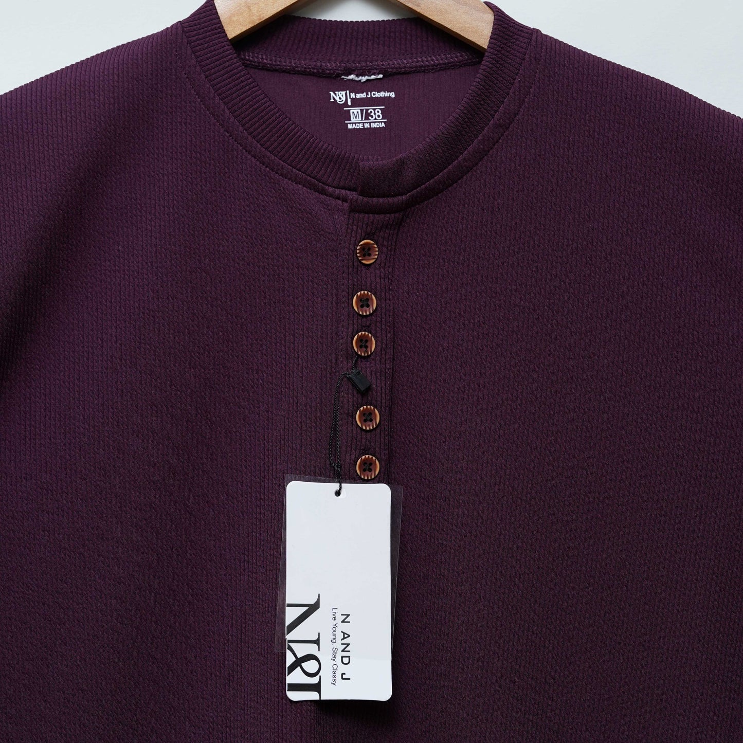 Wine | Premium Henley Neck | Polo T-Shirt