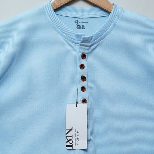 Sky | Premium Henley Neck | Polo T-Shirt