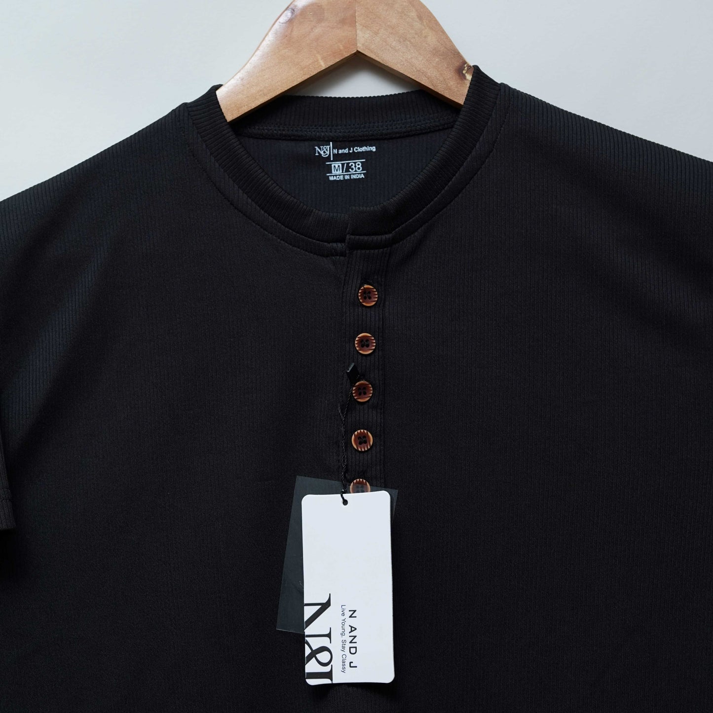 Black | Premium Henley Neck | Polo T-Shirt