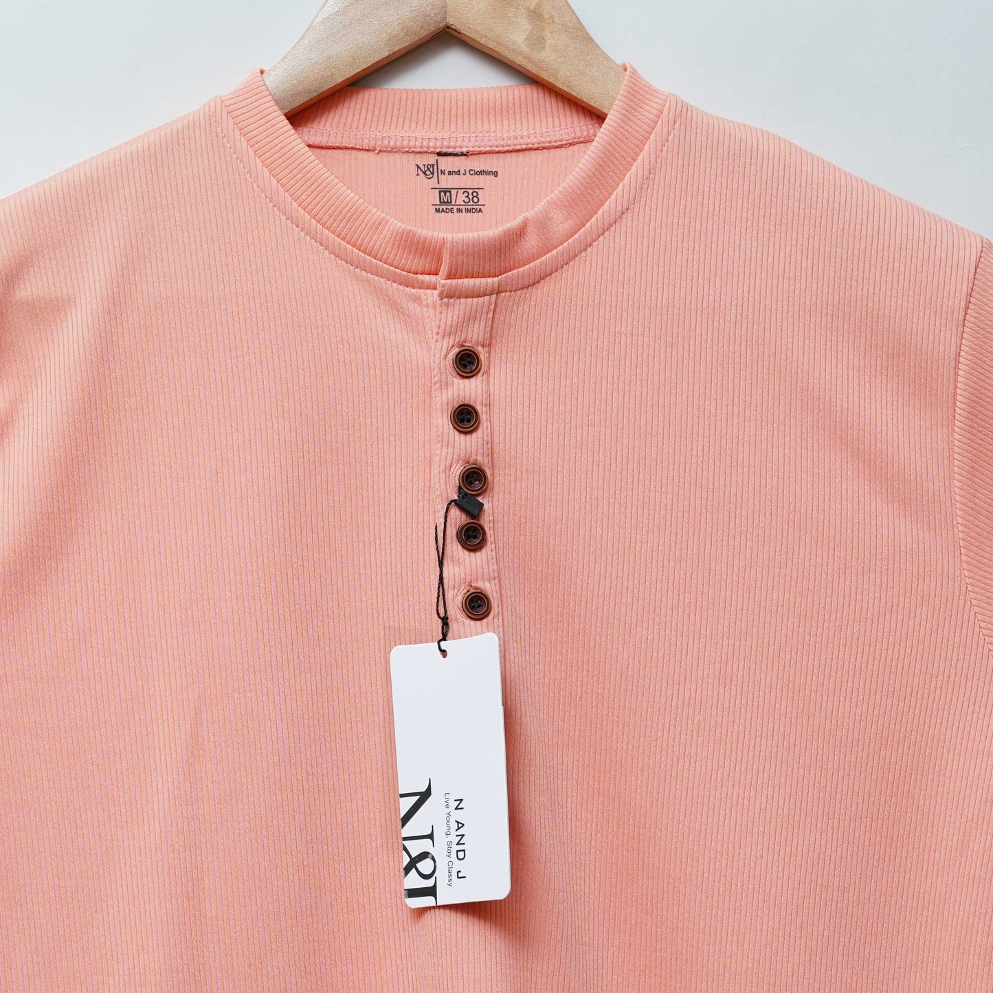 Peach | Premium Henley Neck | Polo T-Shirt