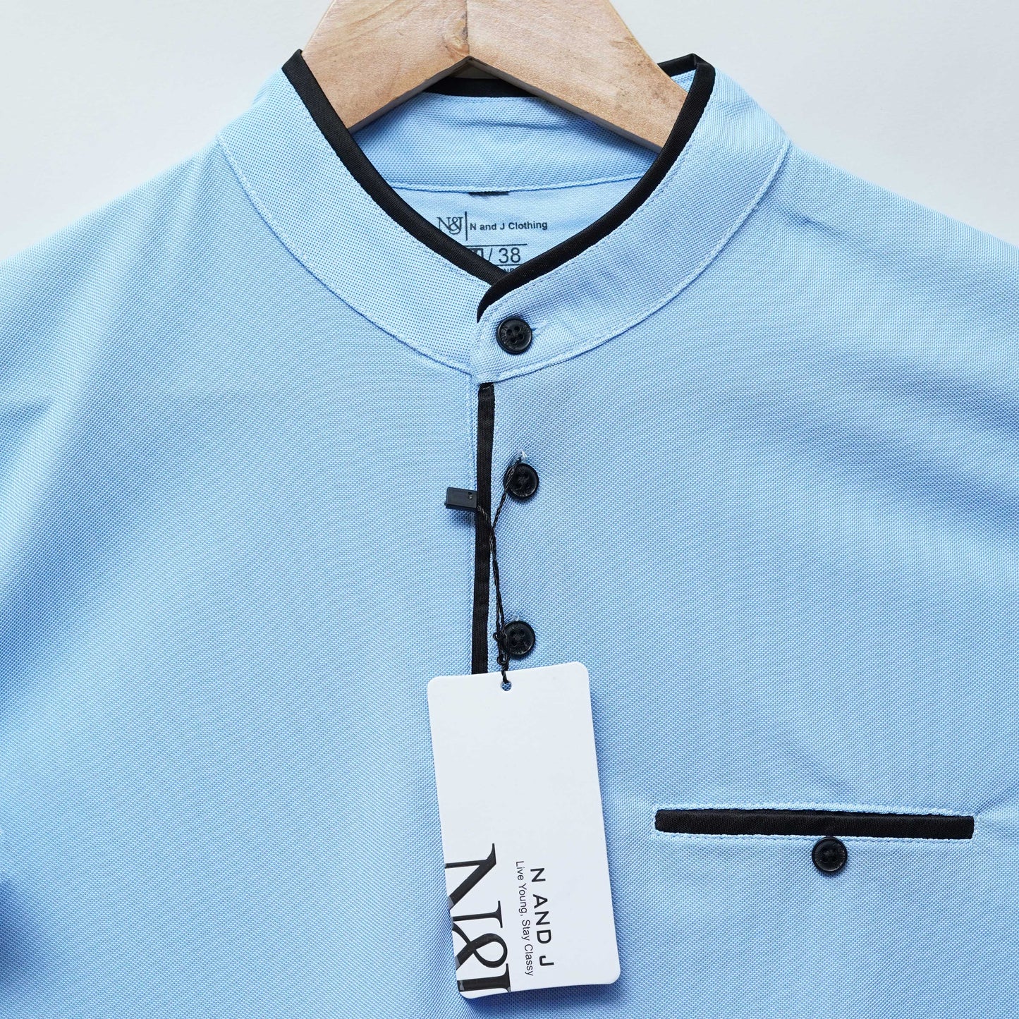 Sky | Henley Neck T-Shirt | PocketCut