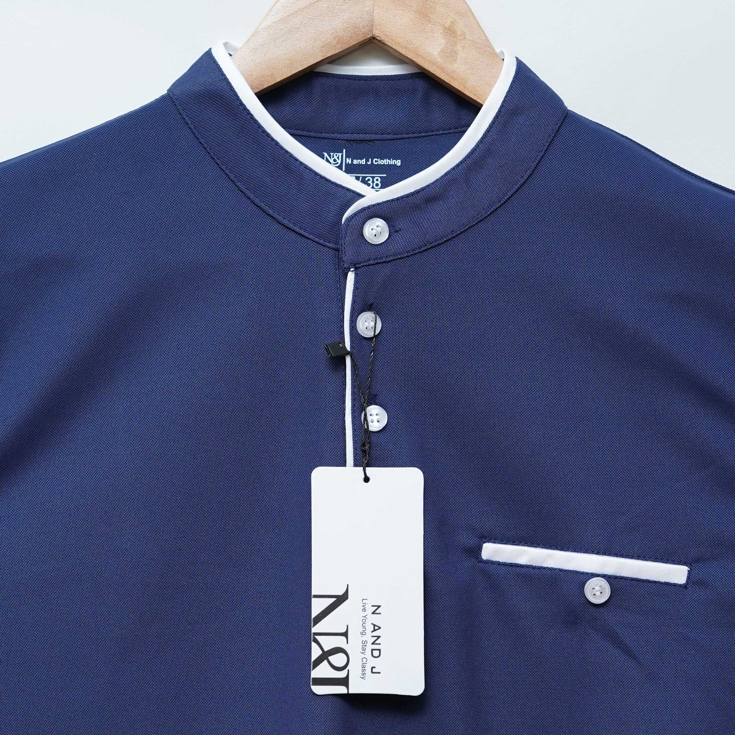 Navy Blue | Henley Neck T-Shirt | PocketCut