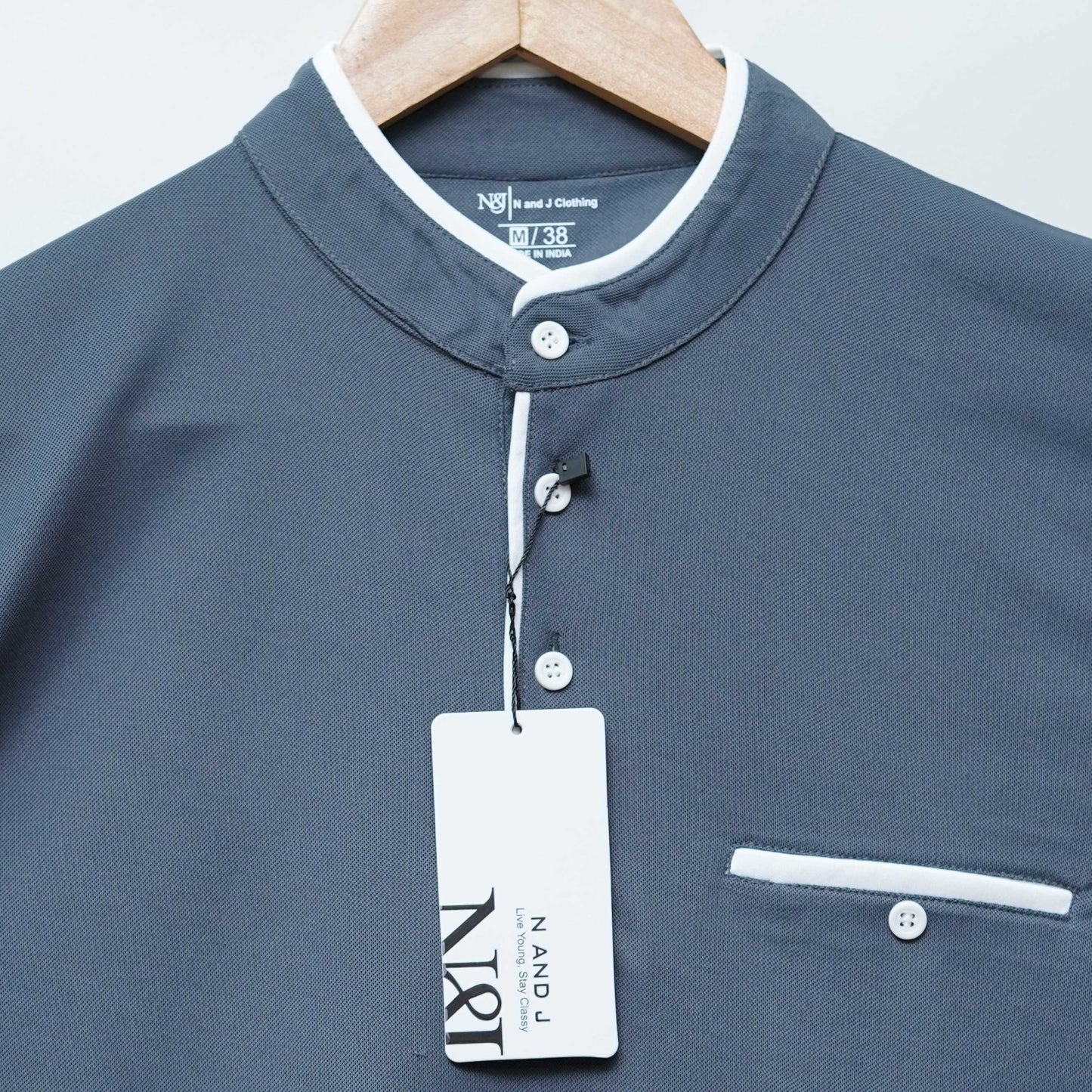 Dark Grey | Henley Neck T-Shirt | PocketCut